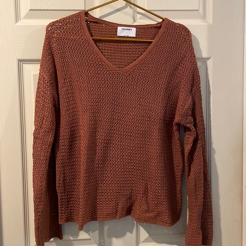 V Neck Crocheted Sweater